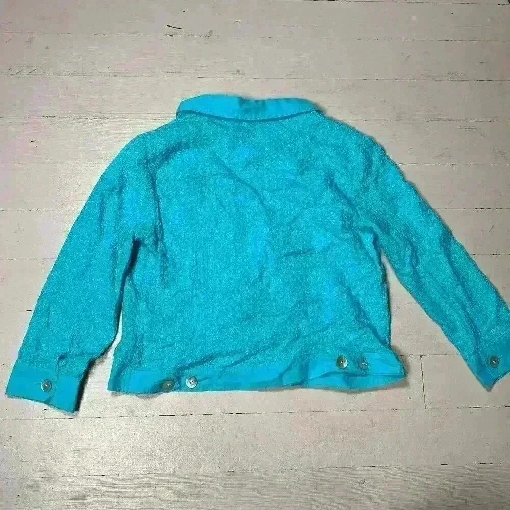 RUBY RD. Turquoise Jacket Size 6 100% Cotton - Picture 7 of 7